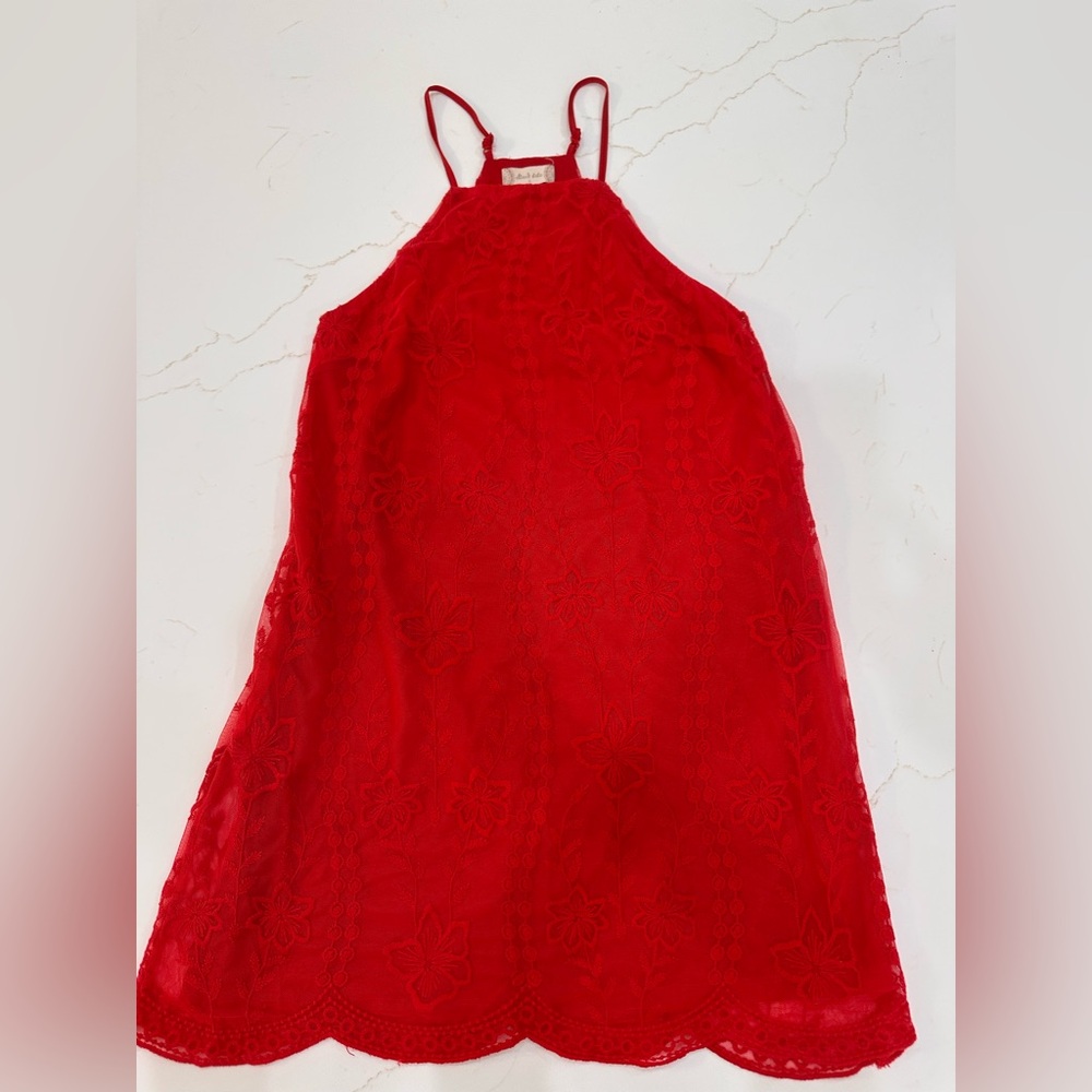 Altered State size small red scalloped lace dress